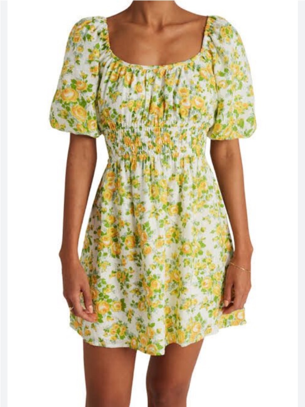 Faithful The Brand Axel Floral Puff Sleeve Linen Mini Dress